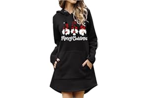 GENERIC Weihnachten Hoodies für Damen, Merry Christmas Hoodie Kleid Damen Weihnachtspullover Weihnachtskleider Hoodie Weihnachtspullover Kapuzenpullover Kleid Lang Weihnachts Pulli Weinachtspullie