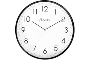 Ravel Nowoczesny zegar ścienny do biura i kuchni 40 cm - analogowy kwarcowy - RWC.40.3 - czarny