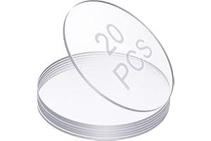 OUTUS 20 Foglio Acrilico Trasparente Spazi Vuoti Dischi Pannello in Acrilico Rotondo Trasparente Segno del Pannello Acrilico del Cerchio Spesso 0,06 Pollici per DIY Vinile (Diametro 4 Pollici)