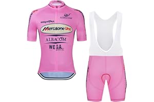 SGCIKER Marco Pantani Pro Team Retro Mercatone Uno maglia da ciclismo set for uomini, manica corta abbigliamento ciclismo bici pantaloncini con bretelle set gel pad