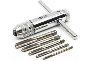 CYH T-Handle Ratchet Tap Adjustable Tap Threading Wrench Set M3-M8 Metric Metal Hand Thread Taps for Tap and Die Sets