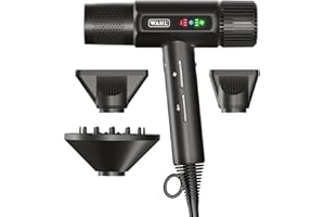 Wahl Vanquish Hair Dryer, Lightweight, LED Display, Quiet, Professional 3 Attachments, Powerful, Cool Drying, 3 Speed-Settings, Auto-Clean, Even Drying, Quick Dry