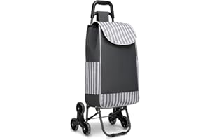 Kono Carrello per la spesa pieghevole, leggero e impermeabile, 2 in 1, con borsa refrigerante isolata, carrello staccabile per salire le scale per generi alimentari (grigio)