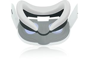 NUHFUFA VR Headset Silicone Facial Interface Compatible with Quest 3, V-shaped Face Cover Pad Anti-Slip Soft & Comfy AR Accessories(White)