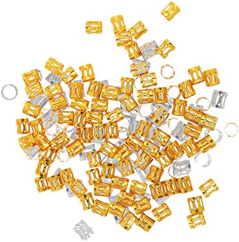 Gold+ Silver 150pcs Braid Cuff Adjustable Hair Dreadlock Bead For Braids Girls Womens Mens