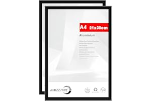 HIMEETIME Lot de 2 Cadre à Documents A3 30 x 42 cm en Aluminium Noir,Cadre 29,7 x 42 cm 2-pack,Verre Acrylique Incassable Excellente Qualité Durable,Accrochage Facile Pour Montage Décoration Murale