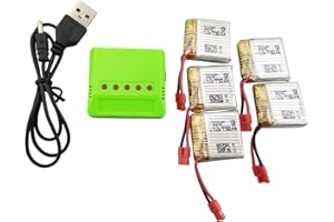ZYGY 5PCS 3.7V 380mah Lipo Battery with 5in1 Charger for SYMA X21 X21W X26 D15 X100 Four-axis RC Quadcopter Battery UAV battery spare parts Green