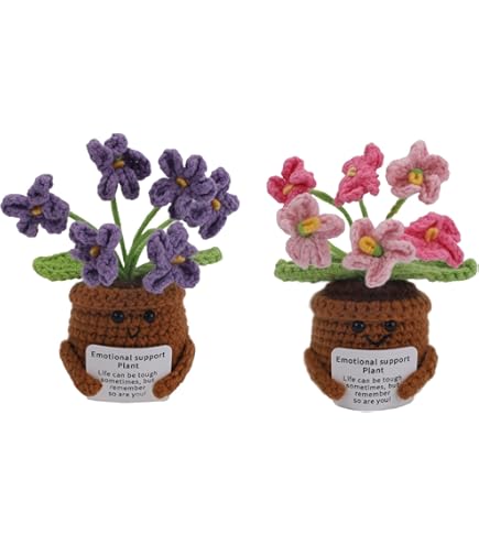 TOYMIS Croissant De Crochet Inspirador, Muñeco Crochet Apoyo Emocional Hecho A Mano Con Tarjeta Ánimo Lindo Croissant Punto Positivo Para Regalo