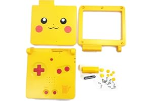SUNVALLEY Carcasa Shell Case Pikachu Special Edition Reemplazo, para consola for Nintendo Game Boy Advance GBA SP GBASP, carcasa amarilla con botones y tornillos