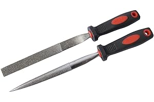 Orbitron 2pcs Diamond File Set Half Round & Taper Flat Stone Glass Metal Tiles Soft Grip