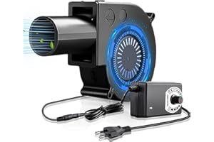 Carseatty Radiallüfter 230V, 12V Radialventilator, Regelbare Radial Lüfter mit Controller, Gebläse Lüfter für Belüftung Lüfterwechsel Camping, BBQ, Aufblasbar, Häusliche Kamine