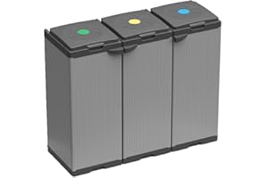 BuyStar Armadietto Pattumiera Tris 240 Lt da Esterno 3 Ante 3 Vani,102x38x87h cm Coperchi Ferma Sacco – Raccolta Differenziata, Montaggio Senza Viti, Resistente – Made in Italy