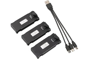 Cryfokt 3 Stück 3,7 V RC-Drohnen-Lithiumbatterie, RC Aircraft RC Drone Akku mit 3-in-1-Ladekabel für E88 E88Pro LS E525 E525Pro, Überladeschutz und Kurzschlussschutz (2600mah), (Cryfoktd0wfikrg5e-12)