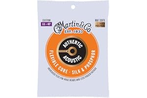 MARTIN Cordes de guitare acoustique, Flexible Core Custom 11/47, Phosphore bronze et soie (MA130FX)