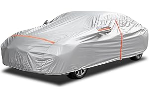 Anbte Telo Antigrandine per Auto,Esterno Telo Macchina Protezione Impermeabile Antipolvere UV 490 * 190 * 150cm Invernale Neve Telo Copriauto Antigrandine 210D-con Zip Strisce Riflettenti