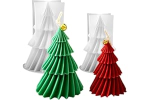 AUGESAK 2 Piezas Moldes de Velas Navidad, Moldes de Silicona para Árboles Navidad 3D, Molde Navideños para Velas para Manualidades para Navideños Decoraciones para el Hogar