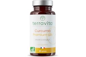 Curcuma BIO TurmiPure Gold® 300 mg | Articulations & Digestion (Sans Pipérine) | Absorption Supérieure à la Curcumine 95% Standard | 60 Gélules Vegan Sans Poivre Noir | Made in France | Terravita