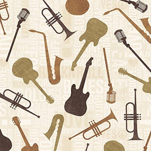 Music Fabric - Instruments - BY HALF METRE 50 cm x 110 cm - By Windham - 100% Cotton (WIN115 Instruments)