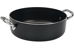 Pentole Agnelli ALSA106SS36 Casseruola Bassa Antiaderente Spessore 3 Millimetri con Due Maniglie Inox, Diametro 36 cm