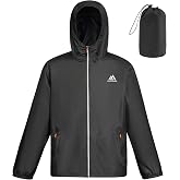 flintronic Chubasquero Hombre Impermeable, Chaqueta Ligera Cortavientos Running Hombre, con Capucha, Cremallera, Bandas Refle