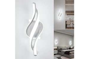 KUKAK LED Applique Murale intérieur,22W 6000K Lumière blanc froid 1800LM Lampe Murale,Moderne Luminaire Murale,Éclairage Murals Design Incurvée,Appliques Murales pour Chambre,Maison Couloir,Salon,Escalier