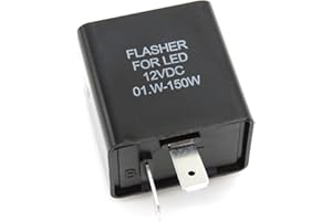 HISports 2 Pin Flasher Relay - Flasher Frequency Control Relay for Vehicle Motorcycle Electronic LED Turn Signal Adjustable Flasher Relay 12V 0.02A-10A Black