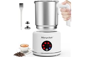 Morpilot Montalatte Elettrico, Milk Frother in Acciaio Inossidabile, 6 in 1 Funzione, Capacità 250ml Cappuccino o 500 ml Latte Caldo, Design Diviso, Bianco