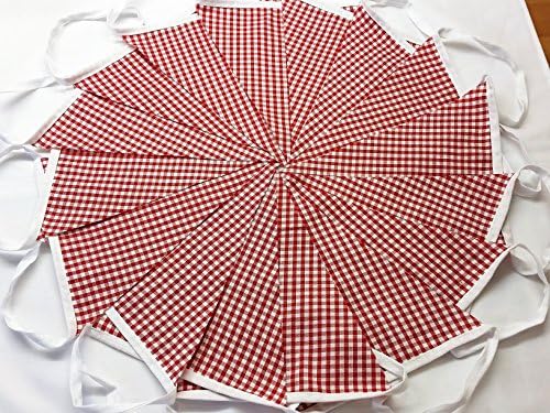 Pink Tulip Red Gingham Bunting Shabby Chic Single ply 5m 16ft Rustic Barn Dance Country