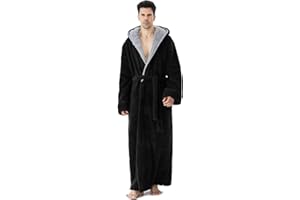 PUTUO Peignoir Robe de Chambre pour Homme: Longue Peignoir de Bain en Polaire avec Capuche en Hiver - Robe de Chambre Chaude en Pilou Pilou Doux pour Cadeau L-XXL 1 pièce