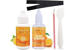 wodemate Lace Front Wig Glue and Remover Set, Invisible Bonding Adhesive 1.3OZ Waterproof and Humidity Resistant, Tape in Extension Remover 1OZ Fast Acting, Lace Glue Remover for Wigs