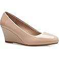 Olivia K Women's Adorable Low Wedge Heel Shoe - Easy Low Pumps - Basic Slip On, Comfort