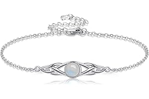 POPLYKE 925 Sterling Silver Moonstone Bracelet Celtic Bracelets for Women Irish Knot Viking Moonstone Jewelry