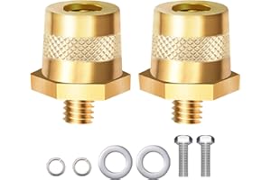 CAINCAY 1 Pair M8 Battery Terminal Connector Brass Tone Post Adapter Screws, M8 Battery Clamp Brass Positive or Negative Battery Cable Clamps Cable for Car Batteries