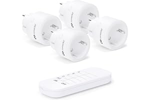 conecto® Zestaw gniazd radiowych: 4 x gniazdko radiowe i 1 x pilot zdalnego sterowania, do wnętrz, 2300 W, kompaktowa konstrukcja, biały