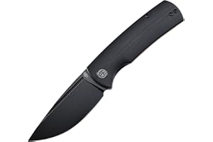 Petrified fish PFP01 Beluga Coltello Pieghevole K110 Acciaio 3.62" Raso Lama Micarta Maniglia Tascabile Coltello Pieghevole EDC (Black Stonewashed)