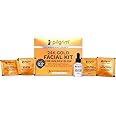 Pilgrim 24K GOLD FACIAL KIT For Instant Radiance & Golden Glow with 5 easy steps | with Gold Cream Cleanser, Gold Scrub, Gold Massage Cream, Gold Facial Mask, Gold Serum | All Skin types | 30 Gm