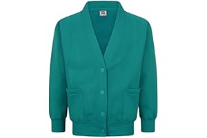 EFTINAN Girls Cardigan Sweatshirt 2 Front Pockets Raglan Sleeves Ribbing On Cuffs Welt & Neck Casual Or School Wear UK