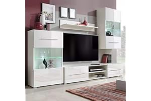 Tidyard Mueble Salón Comedor Moderno Mesa para TV Mueble TV de Pared con LED y 2 Gabinetes,Estilo Moderno,Decorativo para Su Salón,240x40x195cm Blanco