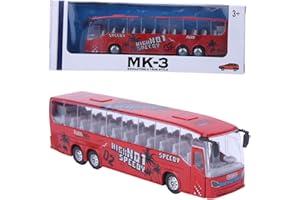 Tnfeeon 1:50 Simulation Pull-Back Alloy Bus Toy, Simulated Die-Cast Alloy Bus Vehicle Model Toy with Light Music for Children Kids Boys Girls(Rouge)