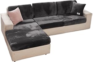 EURHOWING Fundas de cojín universales de Terciopelo elástico para sofá seccional en Forma de L, Funda de sofá seccional Suave de Repuesto para sofá en Forma de L con Borde elástico, Lavable