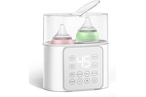 Baby Bottle Warmer, PASUIDU 9-in-1 Multi Functional Baby Milk Warmer Fast Baby Food Heating & Defrost, Double Bottle Sterilizer with Timer and 24 Hour Appointment for Breastmilk or Formula Warme