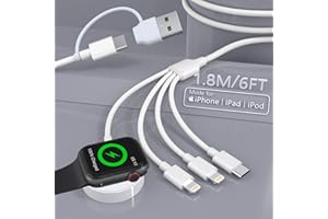 MTAKYA 4-in-2 Watch Charger Cable for Apple Watch/iPhone/Airpods, Watch Charging Cable with iWatch Series SE/8/7/6/5/4/3/2 - Wireless Travel Watch Charger for AirPods 1/2/3/Pro&iPad Series