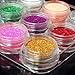NYK1 12 x Highest Quality Craft and Nail Art Glitter Pots. COLOURED FINE WATERFALL DUST POWDER FOR ALL NAIL, FACE, BODY & HAIR DECORATION AND DESIGN for Shellac Gel Nails and Regular Nail Polish