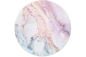 ITNRSIIET Mouse Pad with Stitched Edge, Mouse Mat Premium-Textured, Waterproof, Non-Slip Rubber Base Round Mousepad for Laptop Computer PC Office, Cute Design Desk Accessories, Pink Marble