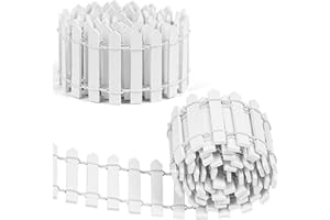 Aolso Clôture de Jardin en Bois Blanc, 2PCS 90x5 cm Miniature Accessoires Le Bricolage et la Décoration de Mini Jardin, Clôture Miniature en Bois pour Sapin de Noel, Maison de Poupée (Blanc)