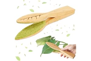 AOMANTIC SARL Pinzas de Limpieza de Hojas, Herramienta de Limpieza de Hojas, Pinzas de Limpieza de Hojas de Plantas, Limpiador de Pelusa de Hojas de Plantas con Mango de Madera para Eliminar el Polvo