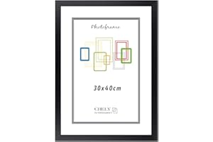 CHELY INTERMARKET | Marco de Fotos MOD-254 Hecho de Madera, Ancho de moldura 2cm con Acabado minimalista. Cuadro ideal para enmarcar títulos y certificados (Negro, 30x40cm)