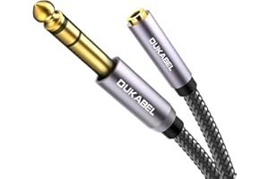DuKabel 3.5 mm zu 6.35 mm Klinkenstecker Adapter 1/8" TRS auf 1/4" TRS Klinkenkabel 6,35mm Stecker auf 3,5mm Buchse Stereo Audio Aux Adapter für Kopfhörer und Lautsprecher - Top Series 30cm