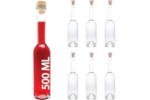 slkfactory 6 Leere Glasflaschen 500 ml OPI-HGK Flaschen Leere Glasflasche mit Griffkorken zum selbst Abfüllen 0,5 Liter l Likörflaschen 500ml Schnapsflaschen Essigflaschen Ölflaschen