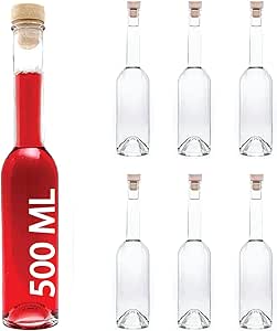 Casavetro Futura 6 Pack Glass Bottles 12 X 500 Ml For Filling 0.5 Litres Liqueur Bottles Gin Bottles Vinegar Oil Drusses 12 X 500 Ml